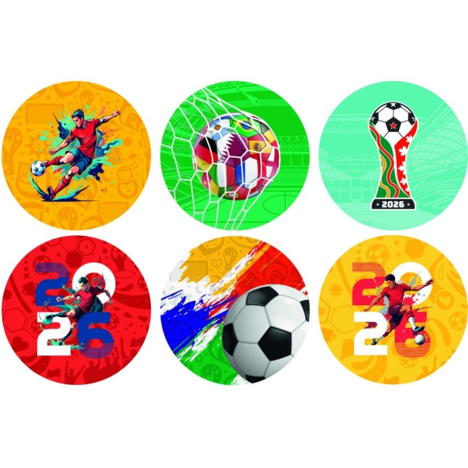 12 adesivi per biscotti a tema Coppa del Mondo di calcio (5, 5 cm) - Zucchero 