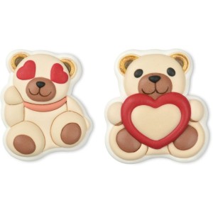 2 orsetti di peluche a forma di cuore - Zucchero - 6 cm