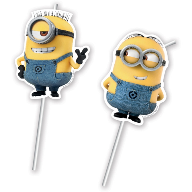 6 cannucce medaglione Lovely Minions 