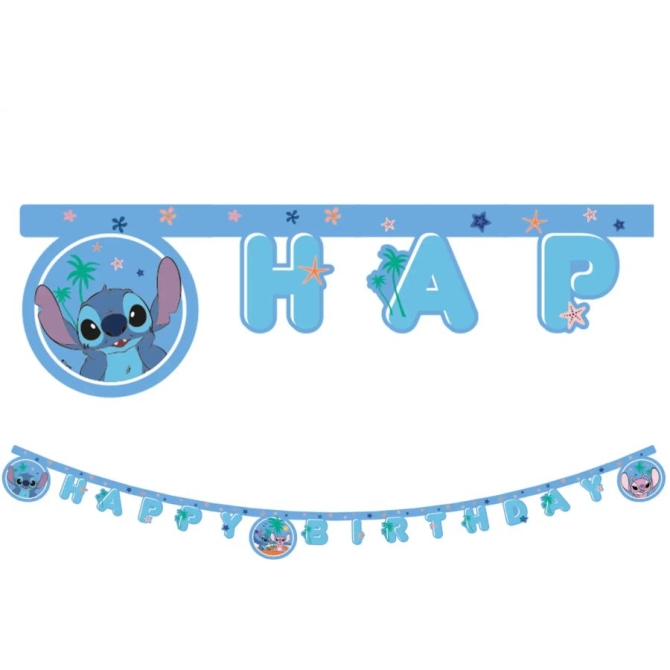 Ghirlanda di gagliardetti Happy Birthday Stitch 
