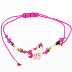 1 Bracciale in cordoncino e perline - Unicorno. n1