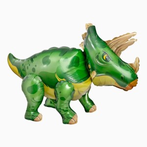 Palloncino 3D a forma di dinosauro verde, gonfiato ad elio, 91 cm.