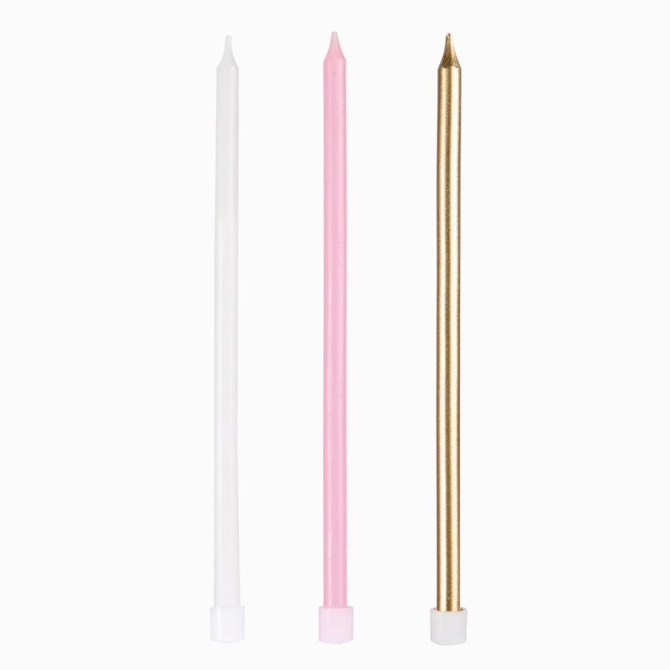 12 candele rosa extra lunghe � 14, 5 cm 