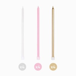 12 candele rosa extra lunghe � 14, 5 cm. n�1