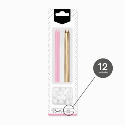 12 candele rosa extra lunghe � 14, 5 cm. n�3