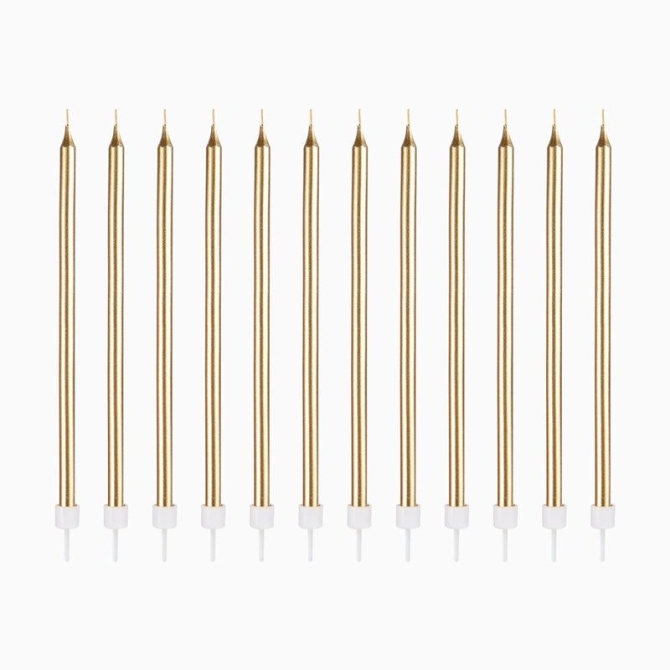 12 candele dorate extra lunghe � 14, 5 cm 