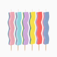 6 candele ondulate Happy Vibes � 10 cm