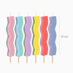 6 candele ondulate Happy Vibes � 10 cm. n�1