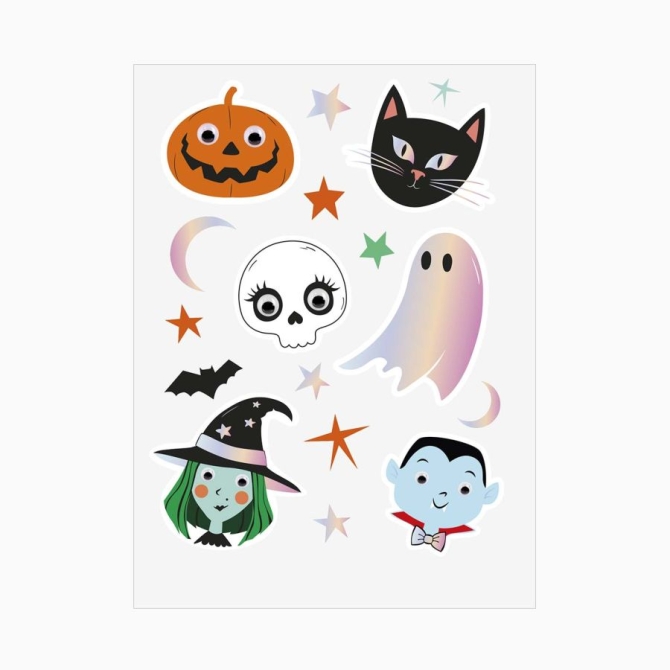 17 adesivi di Halloween con occhi mobili - Dolcetto o scherzetto 