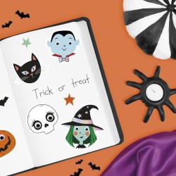 17 adesivi di Halloween con occhi mobili - Dolcetto o scherzetto. n�3