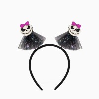 Cerchietto da scheletro di Halloween con fiocco rosa e tulle