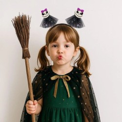 Cerchietto da scheletro di Halloween con fiocco rosa e tulle. n�1