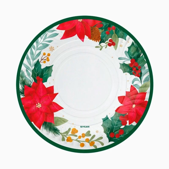 Set di 2 vassoi natalizi con stelle di Natale,  diametro 33 cm. 