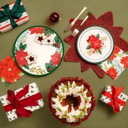 Set di 2 vassoi natalizi con stelle di Natale,  diametro 33 cm.. n�1