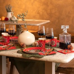 6 Bicchieri con Fiocchi di Neve Verdi e Rossi. n�3