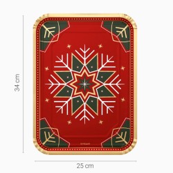 Set di 2 vassoi rettangolari con decorazioni a fiocchi di neve verdi e rossi. n�5