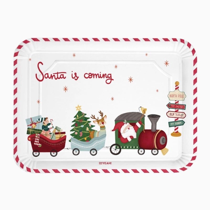 Set di 2 vassoi rettangolari - Arriva Babbo Natale! 