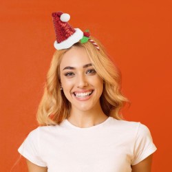 Fascia per capelli con cappello di Natale e paillettes. n�2