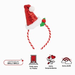 Fascia per capelli con cappello di Natale e paillettes. n�5