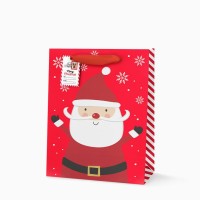 Grande sacchetto regalo natalizio con Babbo Natale e biglietto d'auguri - 42 cm