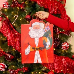 Sacchetto regalo di Natale Babbo Natale - 32 cm. n�1
