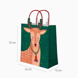 Sacchetto regalo natalizio con renna - 32 cm. n�2