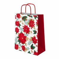 Sacchetto regalo natalizio piccolo con stella di Natale bianca - 24 cm