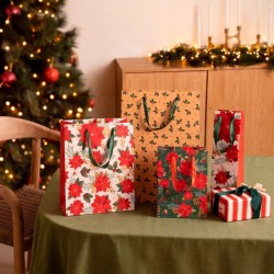 Sacchetto regalo natalizio piccolo con stella di Natale bianca - 24 cm. n�1