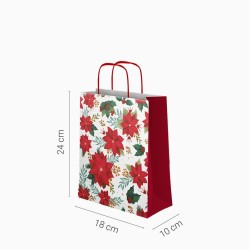 Sacchetto regalo natalizio piccolo con stella di Natale bianca - 24 cm. n�2