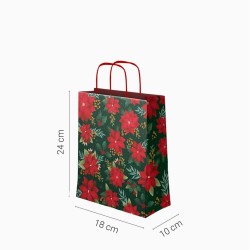 Sacchetto regalo natalizio piccolo con stella di Natale verde - 24 cm. n�2