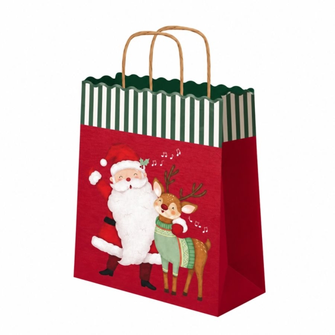 Sacchetto Regalo di Natale Babbo Natale  /  Renna � 24 cm 