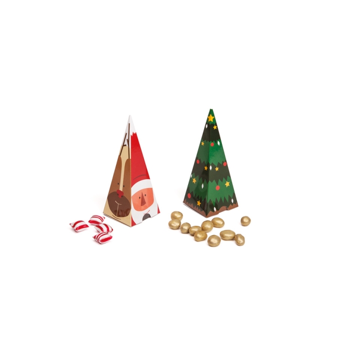 2 Scatole Regalo Coniche - Albero di Natale  +  Personaggi Natalizi 
