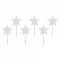 6 Stecchini con stelle glitter argento (11 cm) images:#0