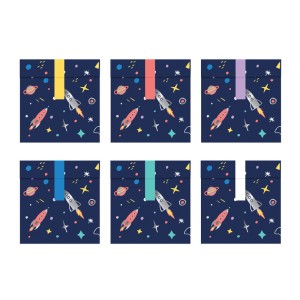 6 Sacchetti regalo Space party (16 cm) – Carta