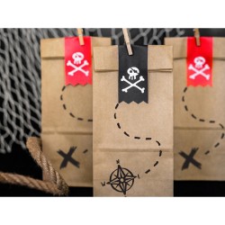6 sacchetti regalo pirata rossi (18 cm) - Kraft. n3