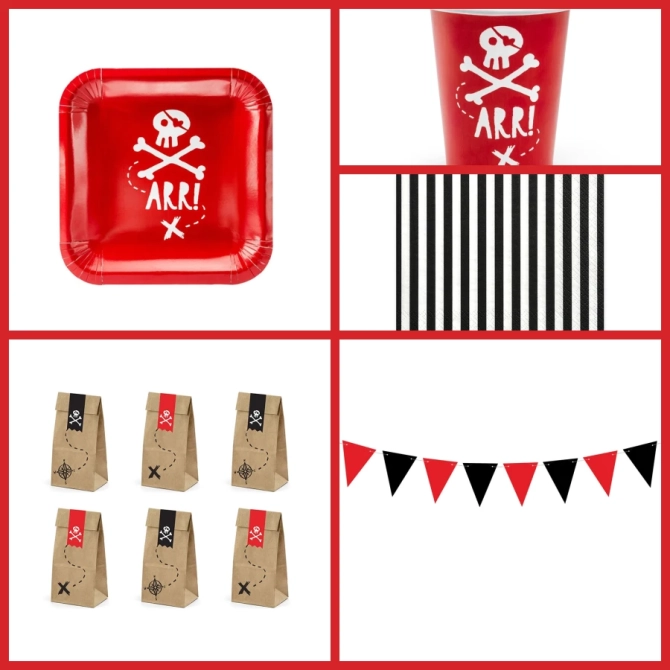 Grande scatola per feste pirata rossa 