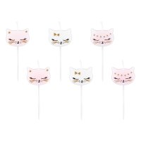 6 Mini Mademoiselle Candele Chat (7 cm)