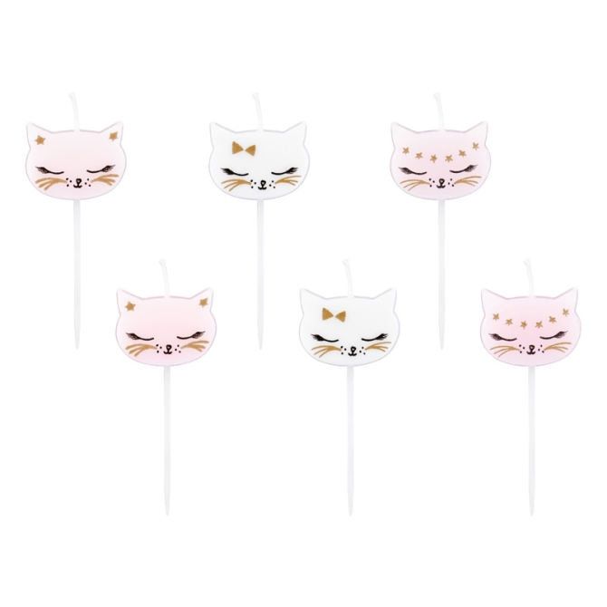 6 mini candele gatto Mademoiselle (7 cm) 