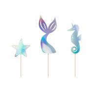 3 Cake topper con sirena - Iridescente