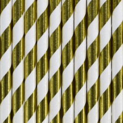 10 cannucce di carta a strisce dorate. n1