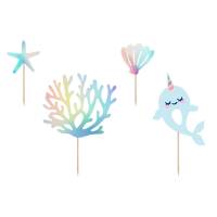 4 Cake Toppers - Oceano Iridescentee