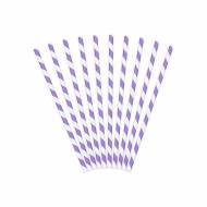 10 Cannucce di carta Righe Viola/Bianco - Oceano Iridescentee
