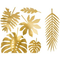 Set centrotavola con foglie tropicali dorate. n1