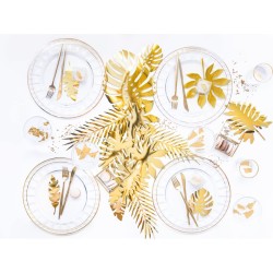 Set centrotavola con foglie tropicali dorate. n2