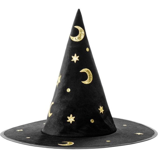 1 cappello da strega Hocus Pocus - nero / oro 