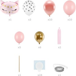 Kit arco di palloncini con gatto rosa. n1