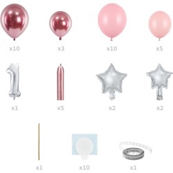 Kit arco di palloncini 1 anno - Rosa. n1