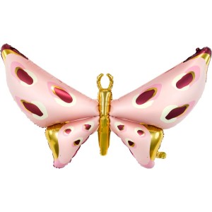 Palloncino a farfalla ad elio in alluminio rosa/oro