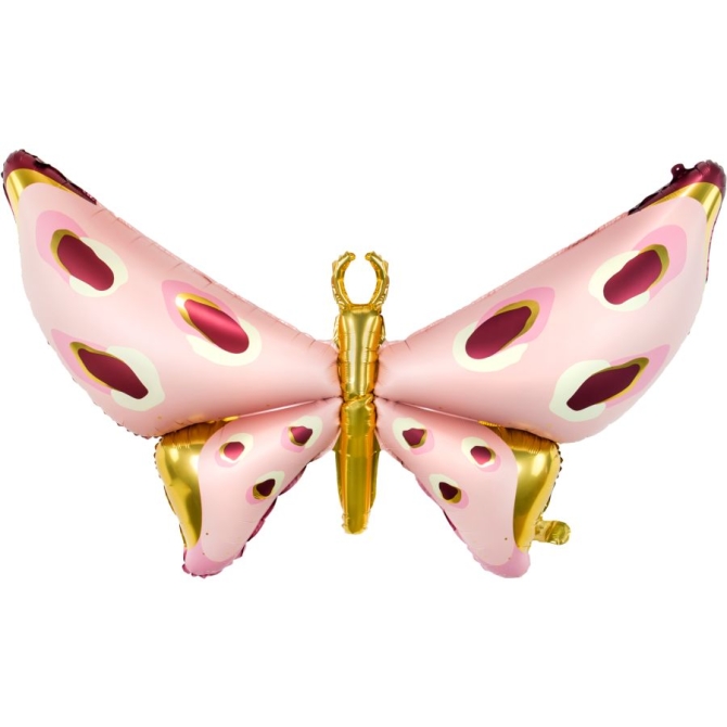 Palloncino a farfalla ad elio in alluminio rosa / oro 