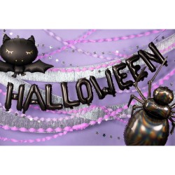 Ghirlanda di palloncini di Halloween in mylar nero. n4